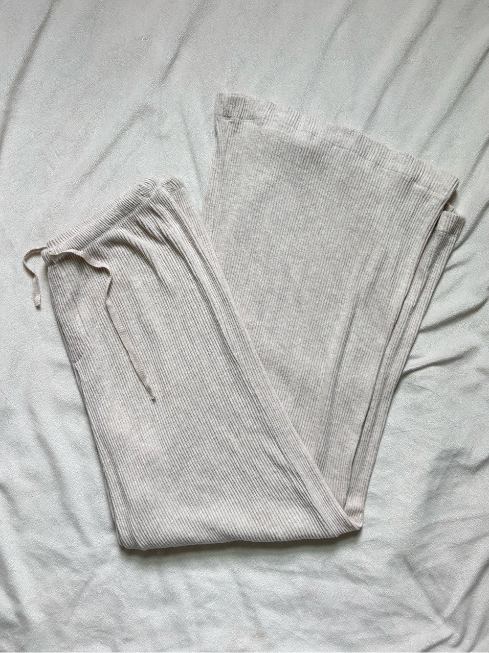 Auden Ribbed Wide-Leg Lounge Pants - Oatmeal
